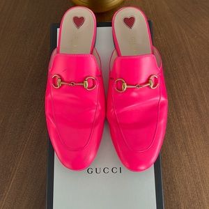 Hot Pink Gucci Princetown Slides